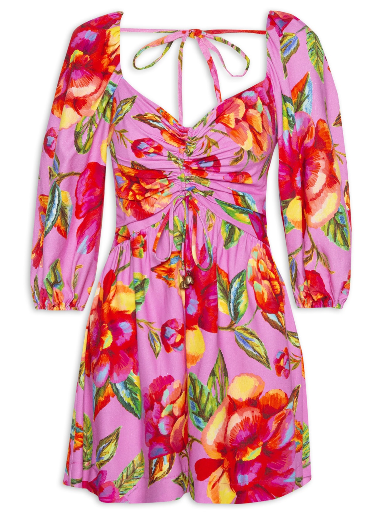 Vestido Curto Flor Céu - Rosa