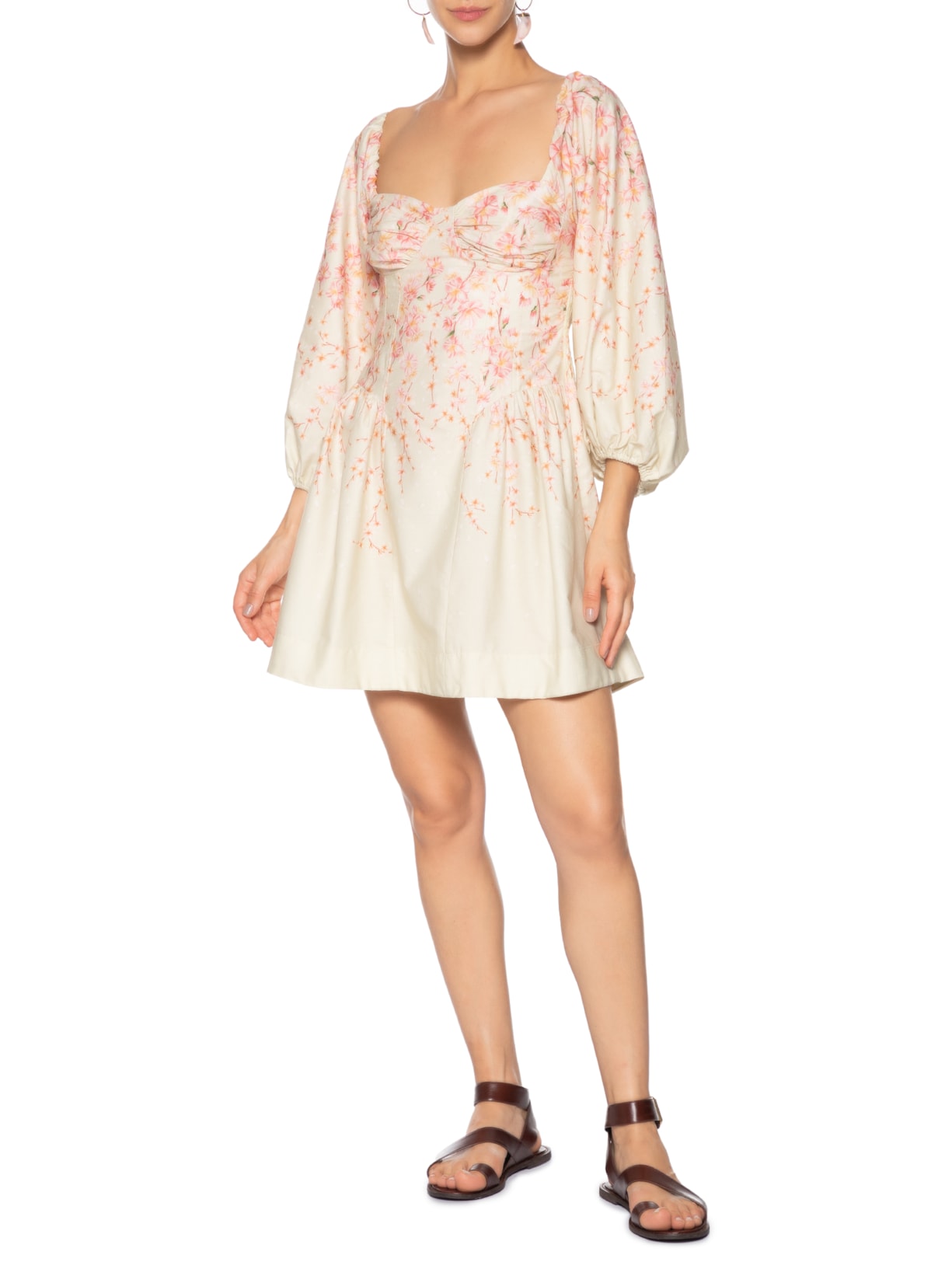 Vestido Curto Flor De Cerejeira Verde Farm