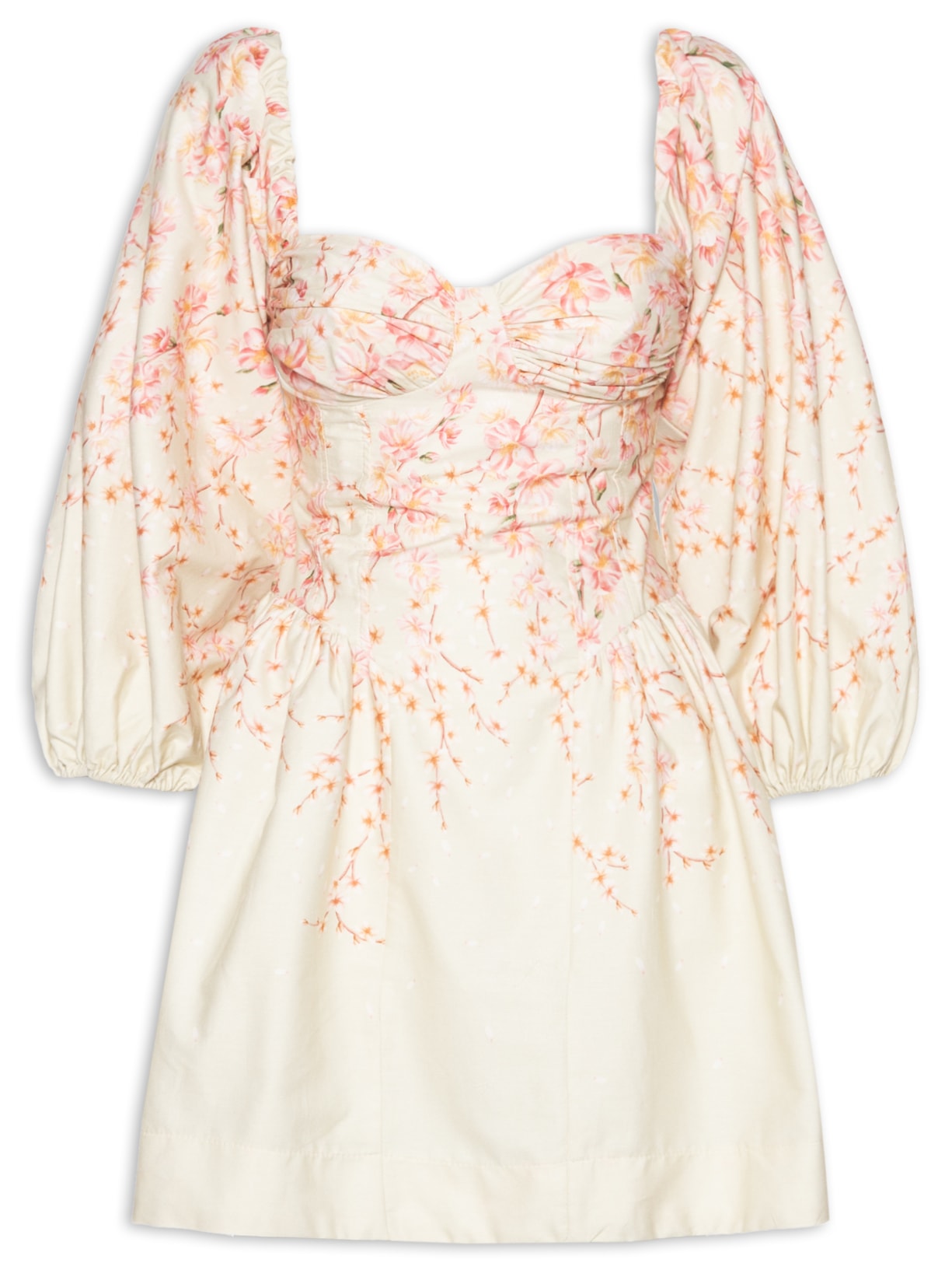 Vestido Curto Flor De Cerejeira Verde Farm