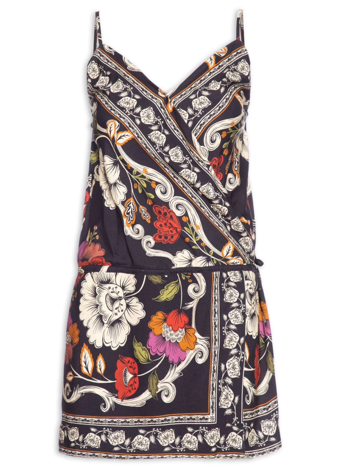 Vestido Curto Flor de Fita Preto  Farm