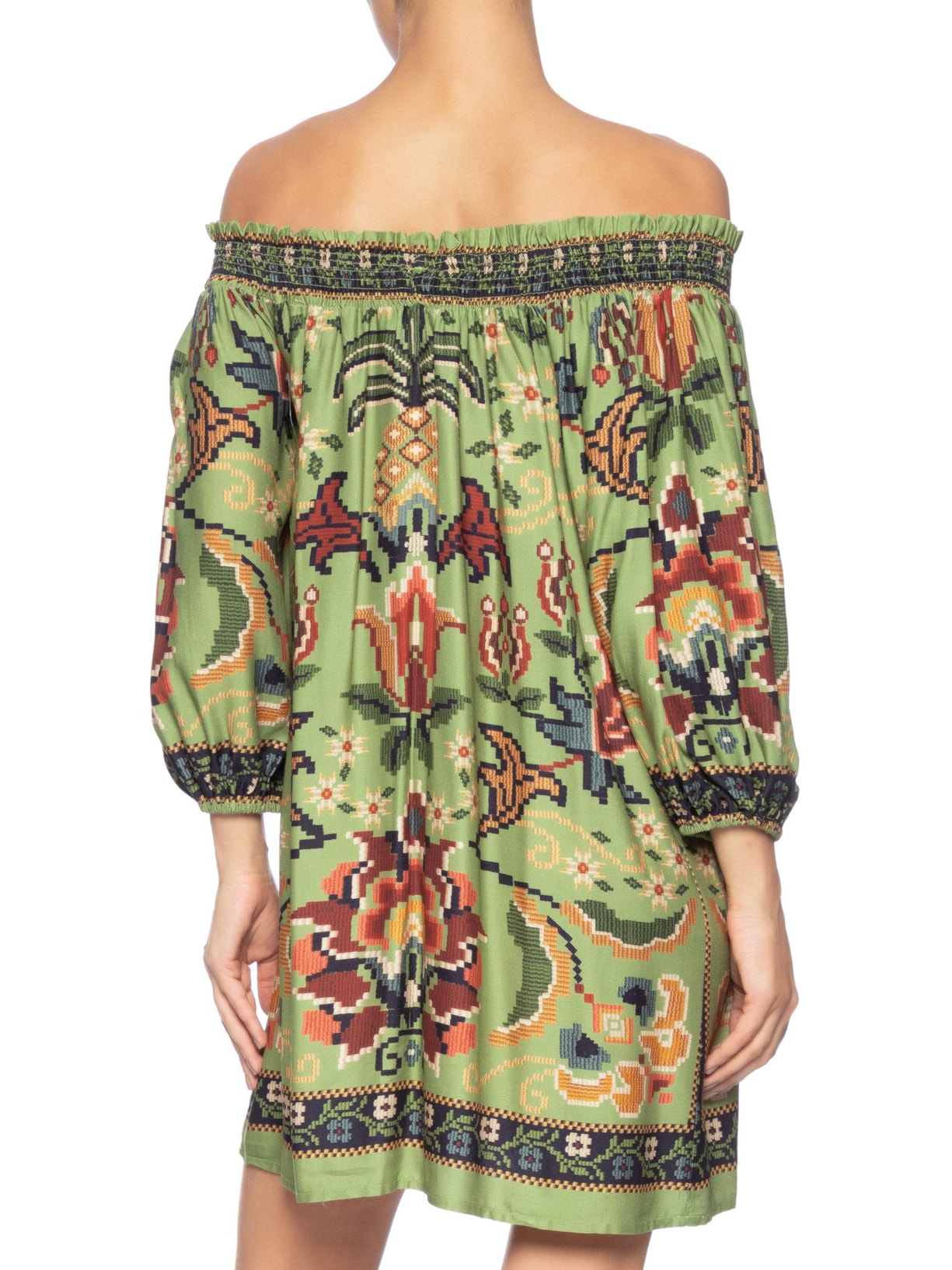 Vestido Curto Flor De Jardim Verde Farm