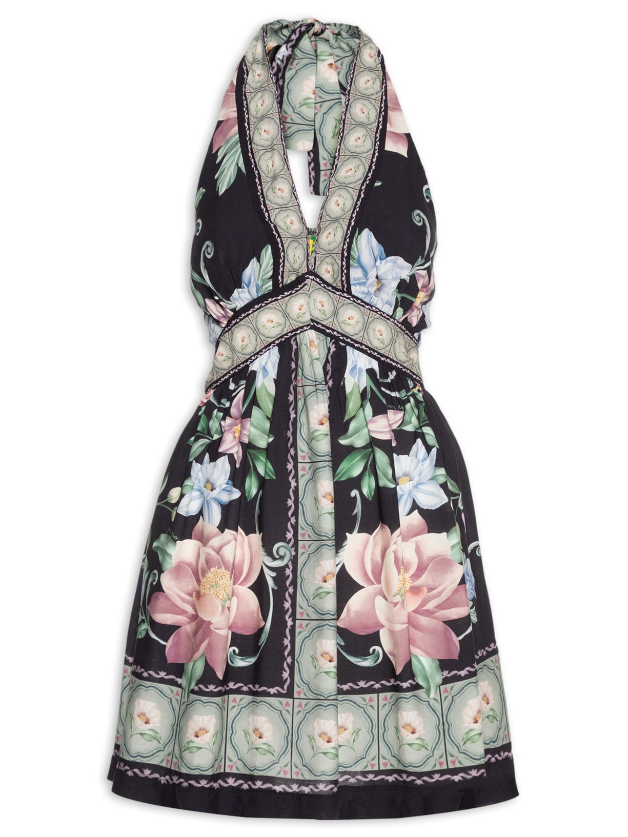 Vestido Curto Flor de Outono – Preto Farm