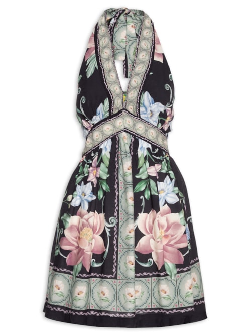 Vestido Curto Flor de Outono – Preto