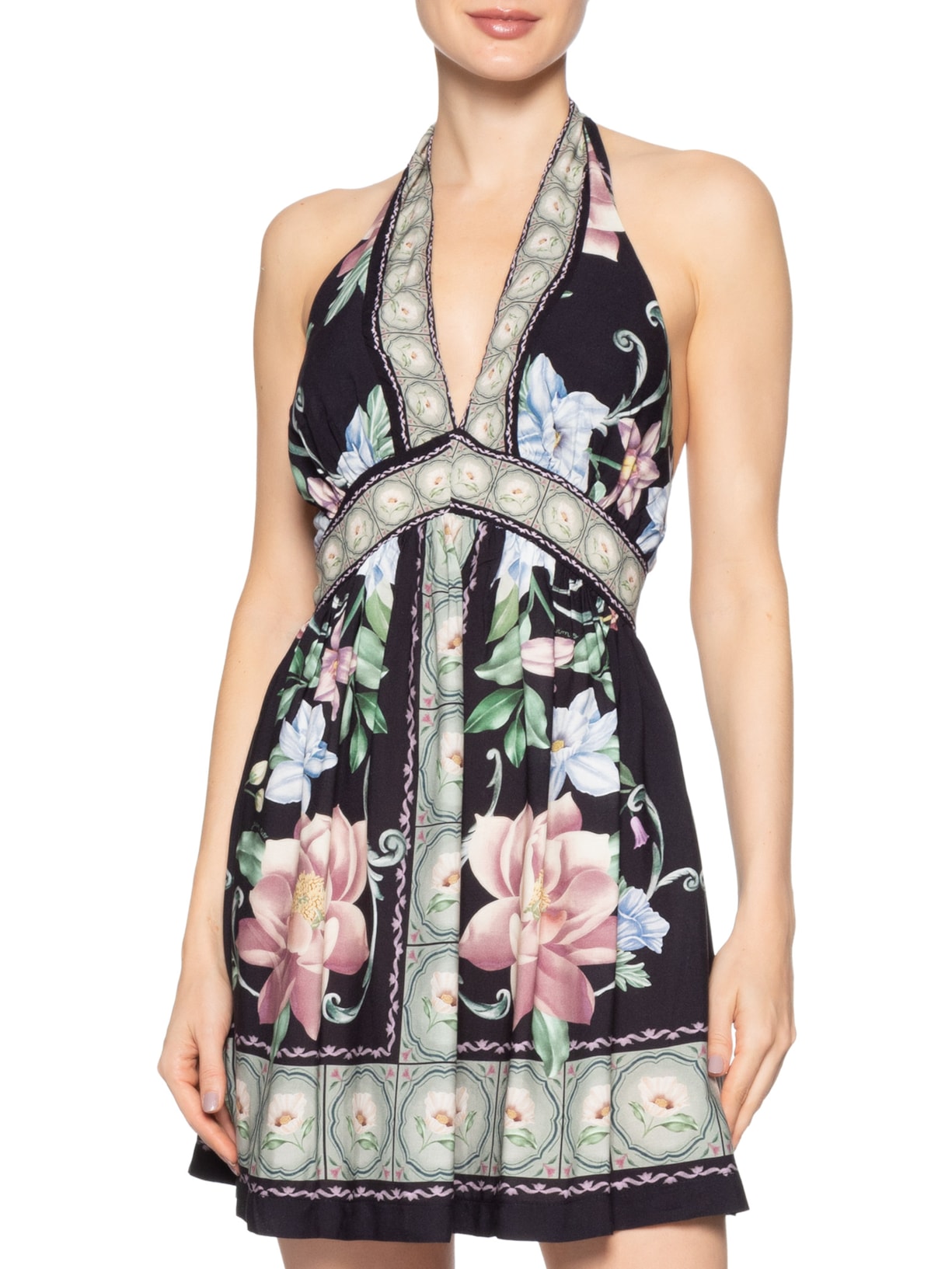 Vestido Curto Flor de Outono – Preto Farm