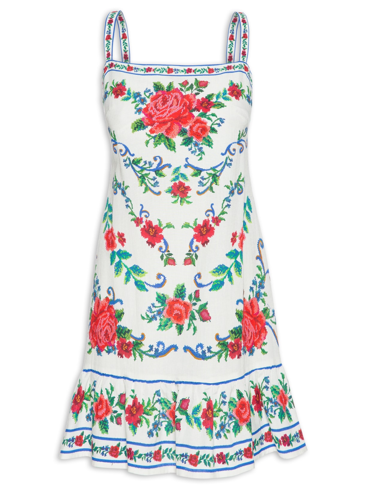 Vestido Curto Flor Realeza - Azul