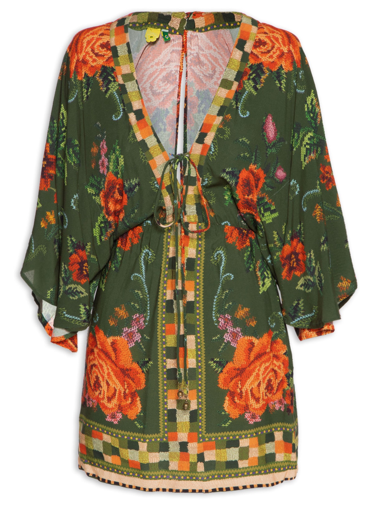 Vestido Curto Flor Realeza - Verde