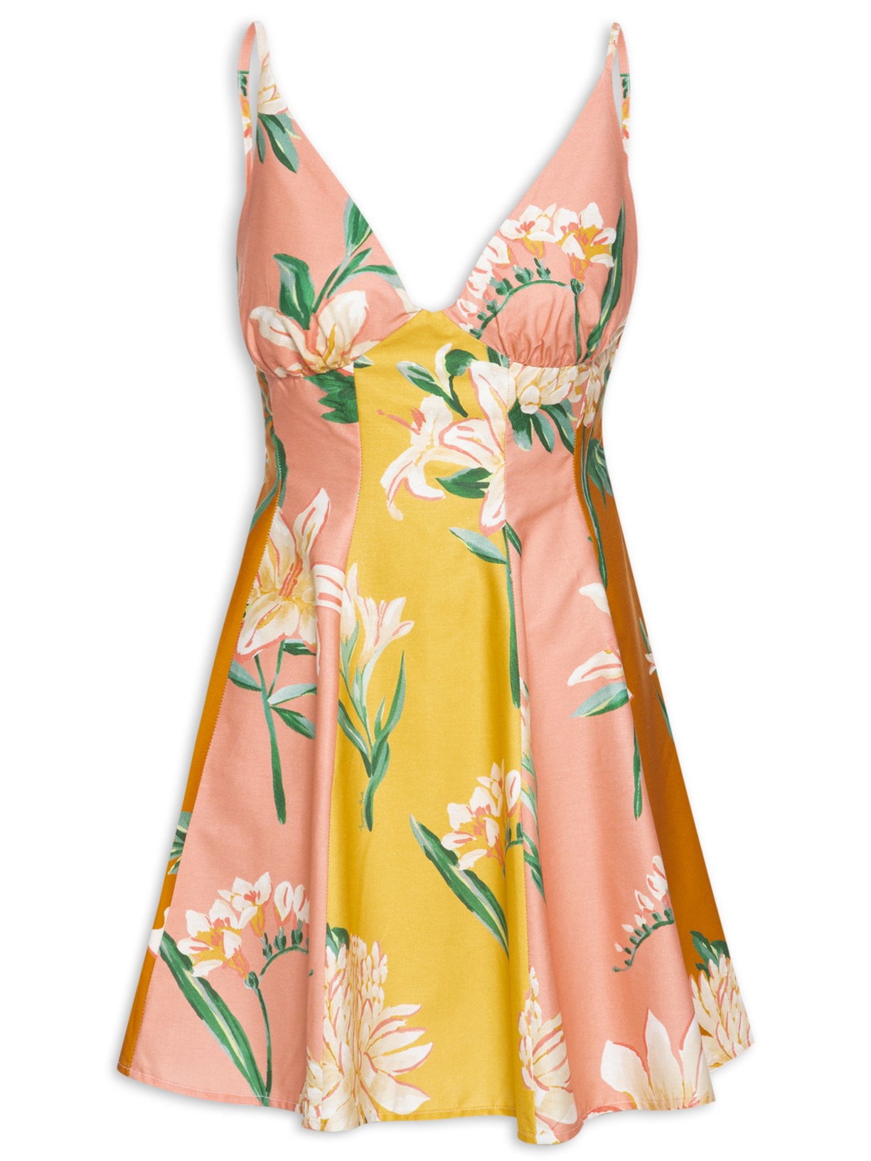 Vestido Curto Floral Alice Amarelo Farm
