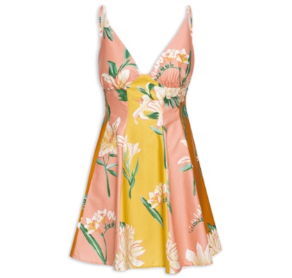 Vestido Curto Floral Alice - Amarelo