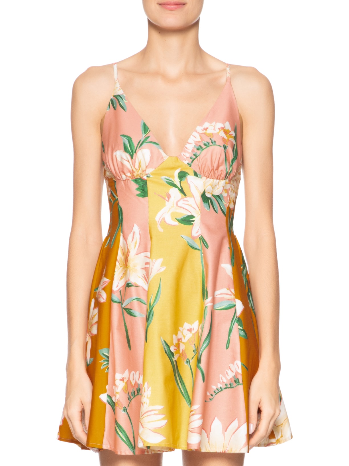 Vestido Curto Floral Alice Amarelo Farm