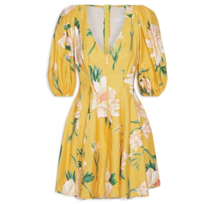 Vestido Curto Floral Alice - Amarelo