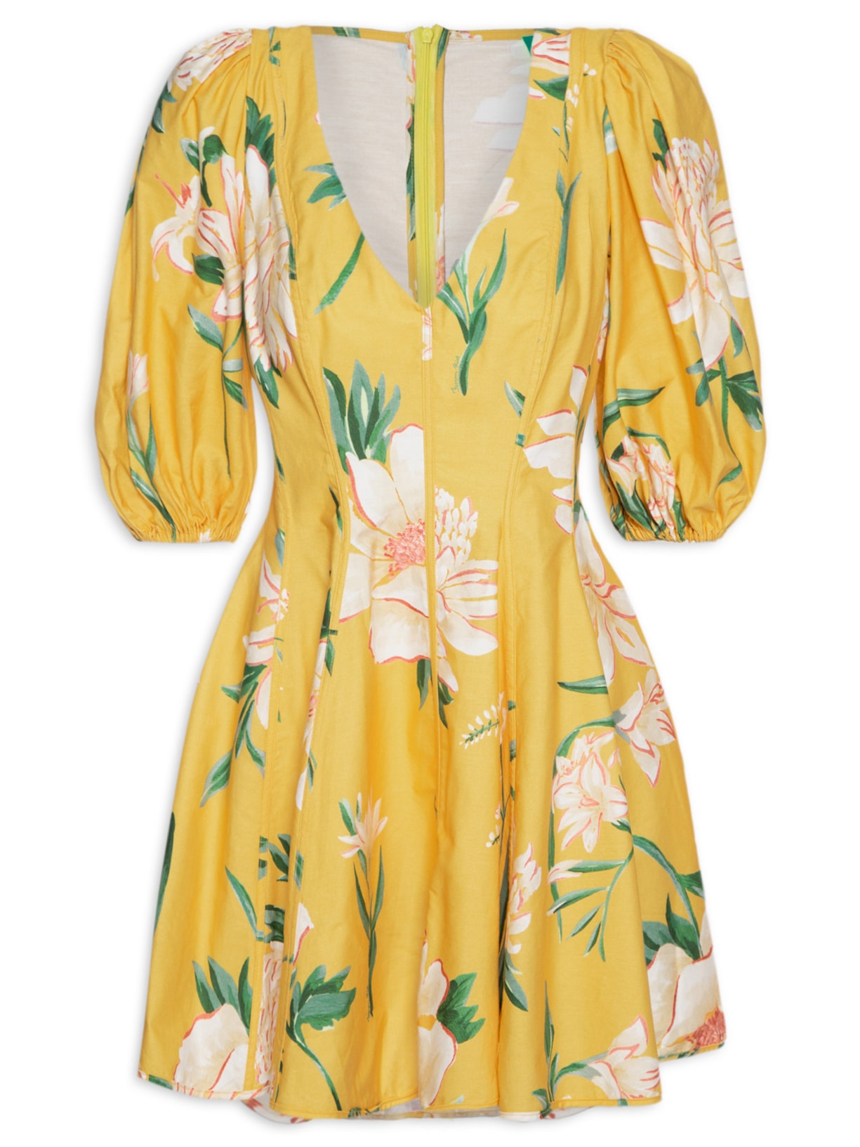Vestido Curto Floral Alice - Amarelo