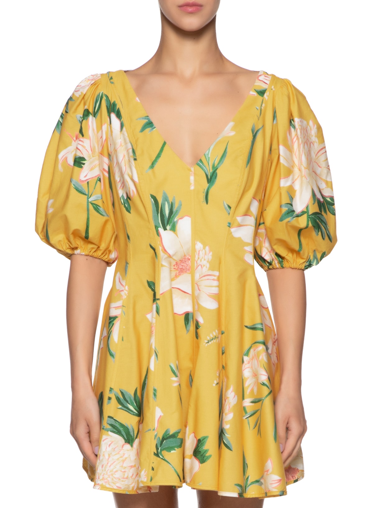 Vestido Curto Floral Alice Amarelo Farm