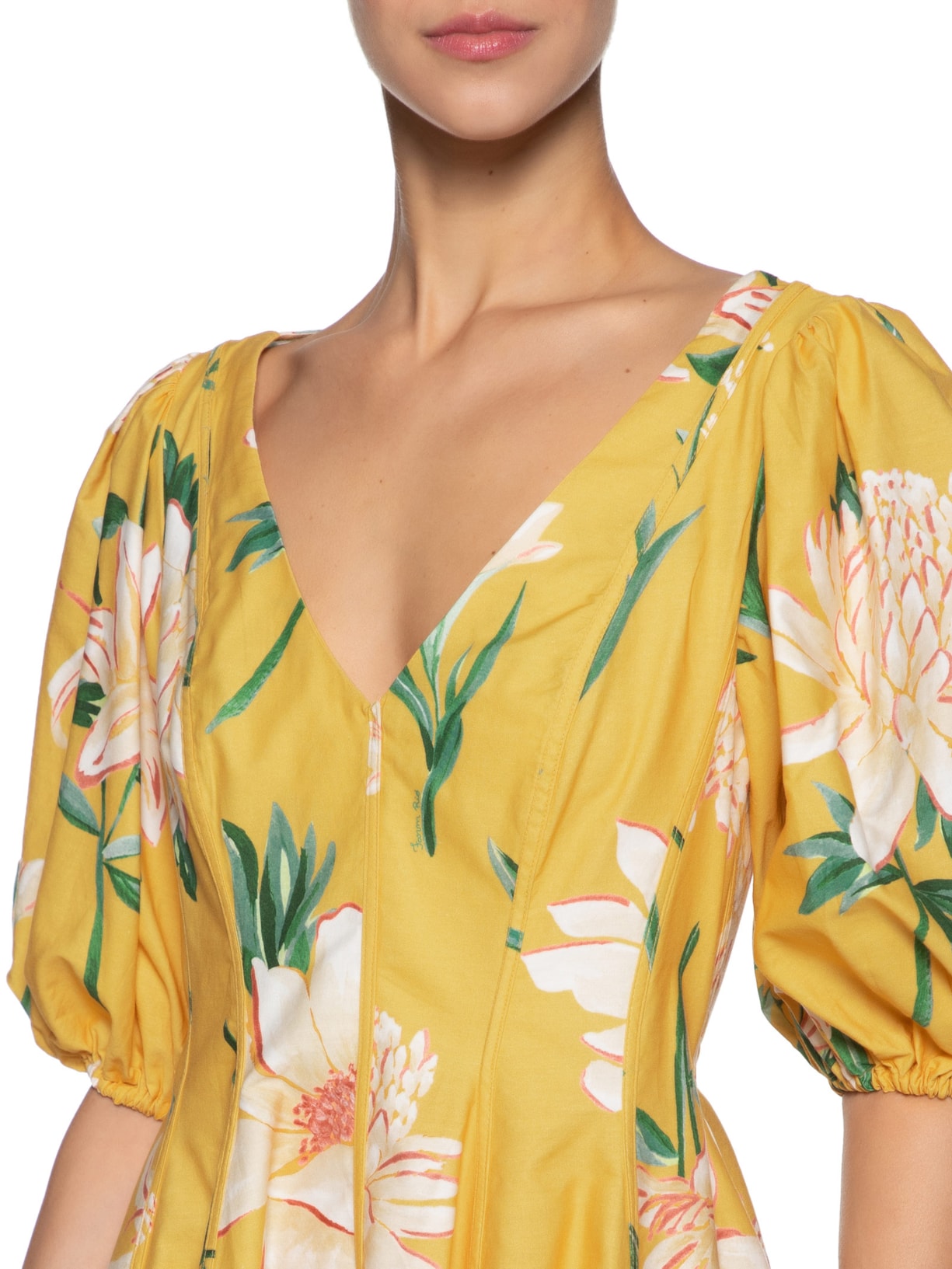 Vestido Curto Floral Alice Amarelo Farm