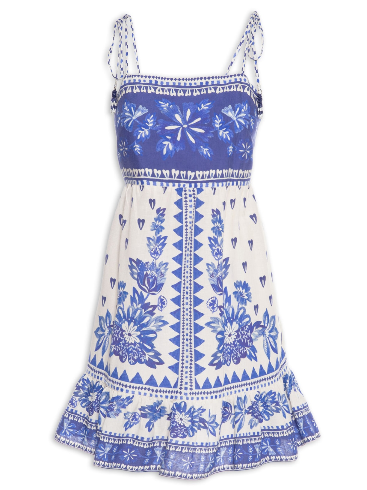 Vestido Curto Floral Beleza - Branco