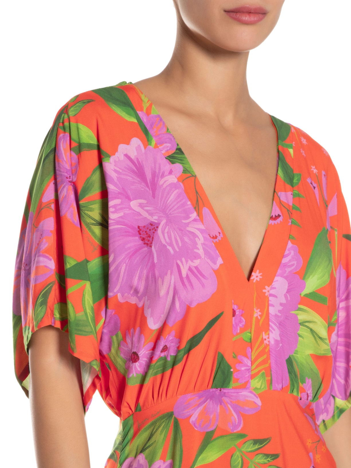 Vestido Curto Floral Bem Me Quer Laranja Farm