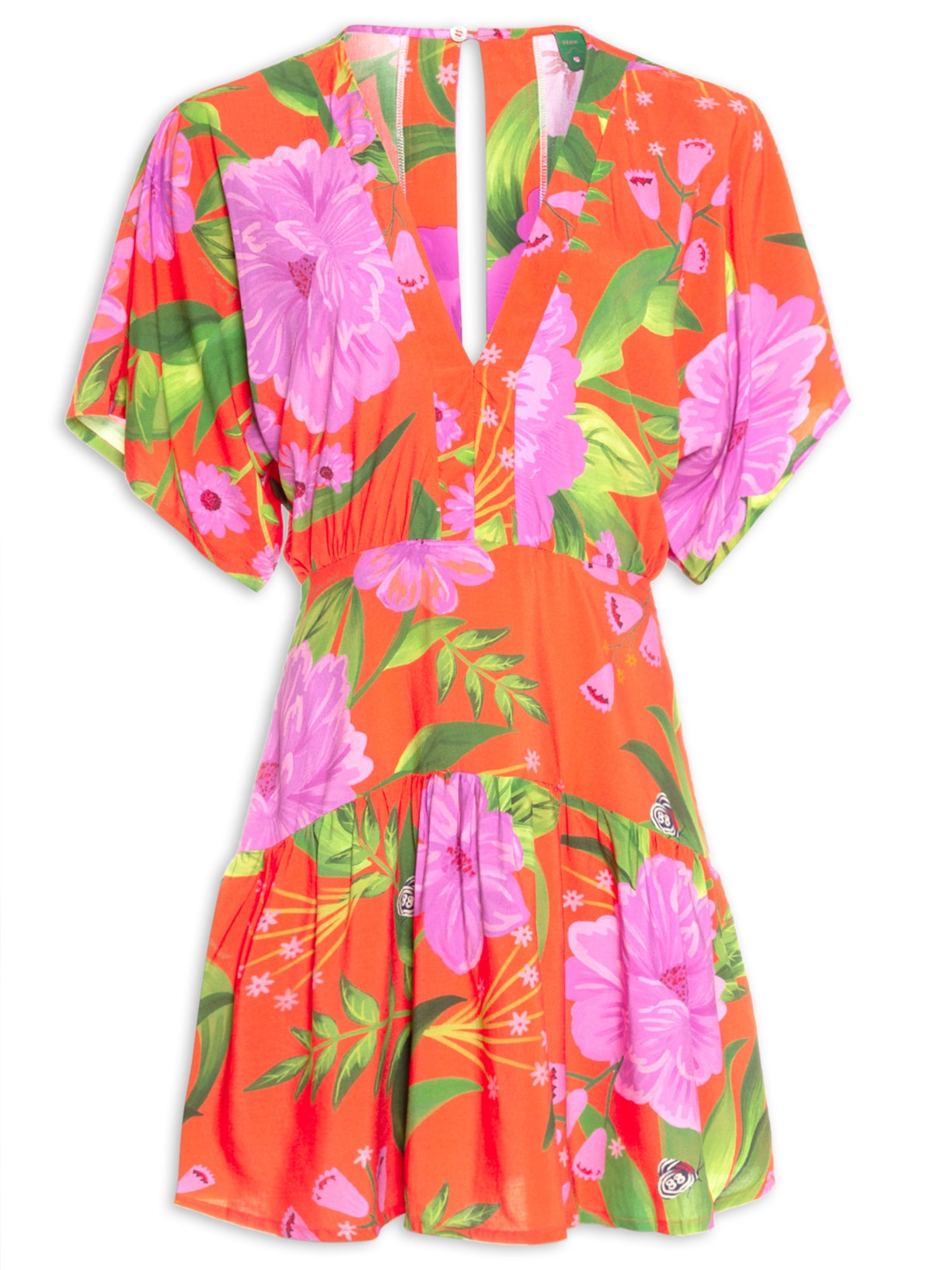 Vestido Curto Floral Bem Me Quer Laranja Farm