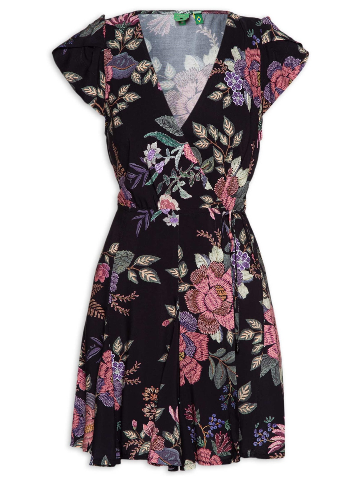 Vestido Curto Floral Berlim - Preto