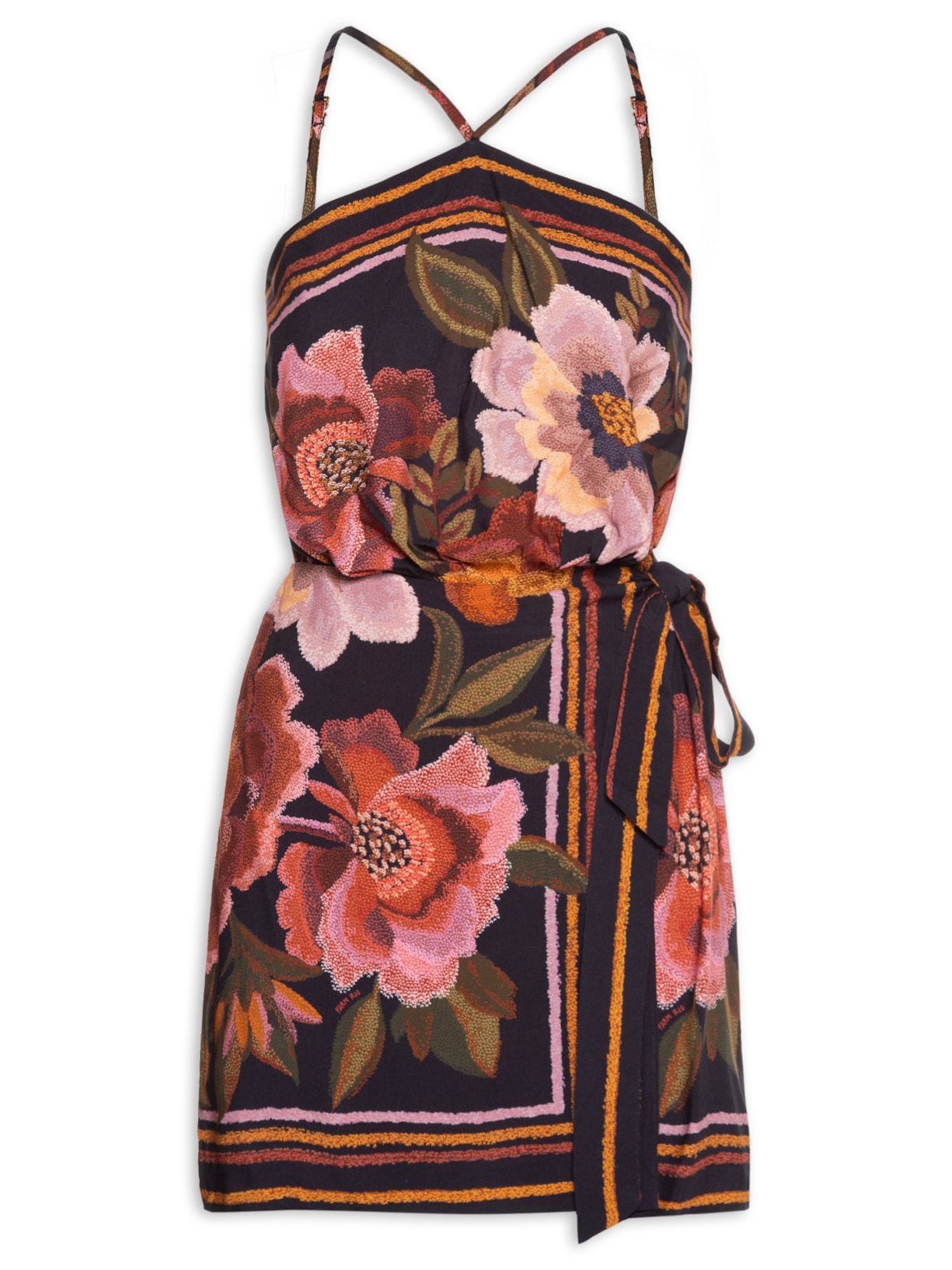 Vestido Curto Floral Cleo - Preto