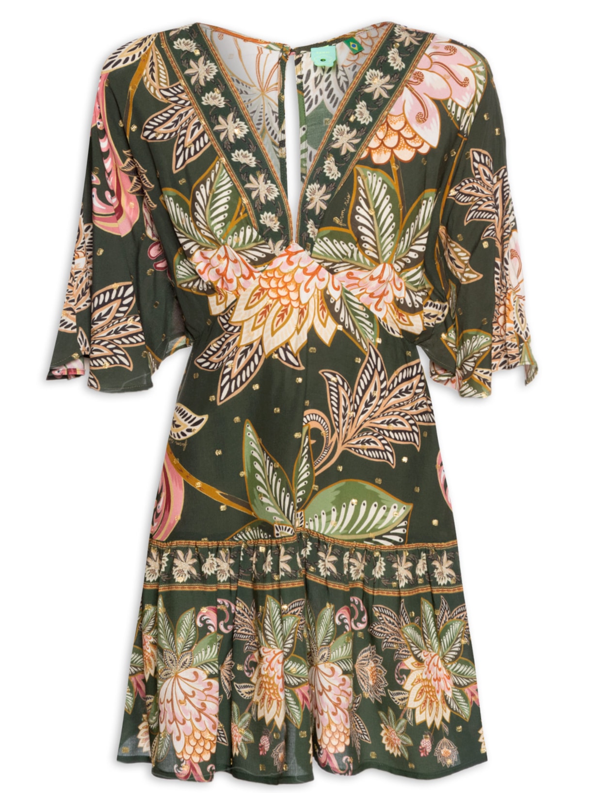 Vestido Curto Floral Delhi - Verde