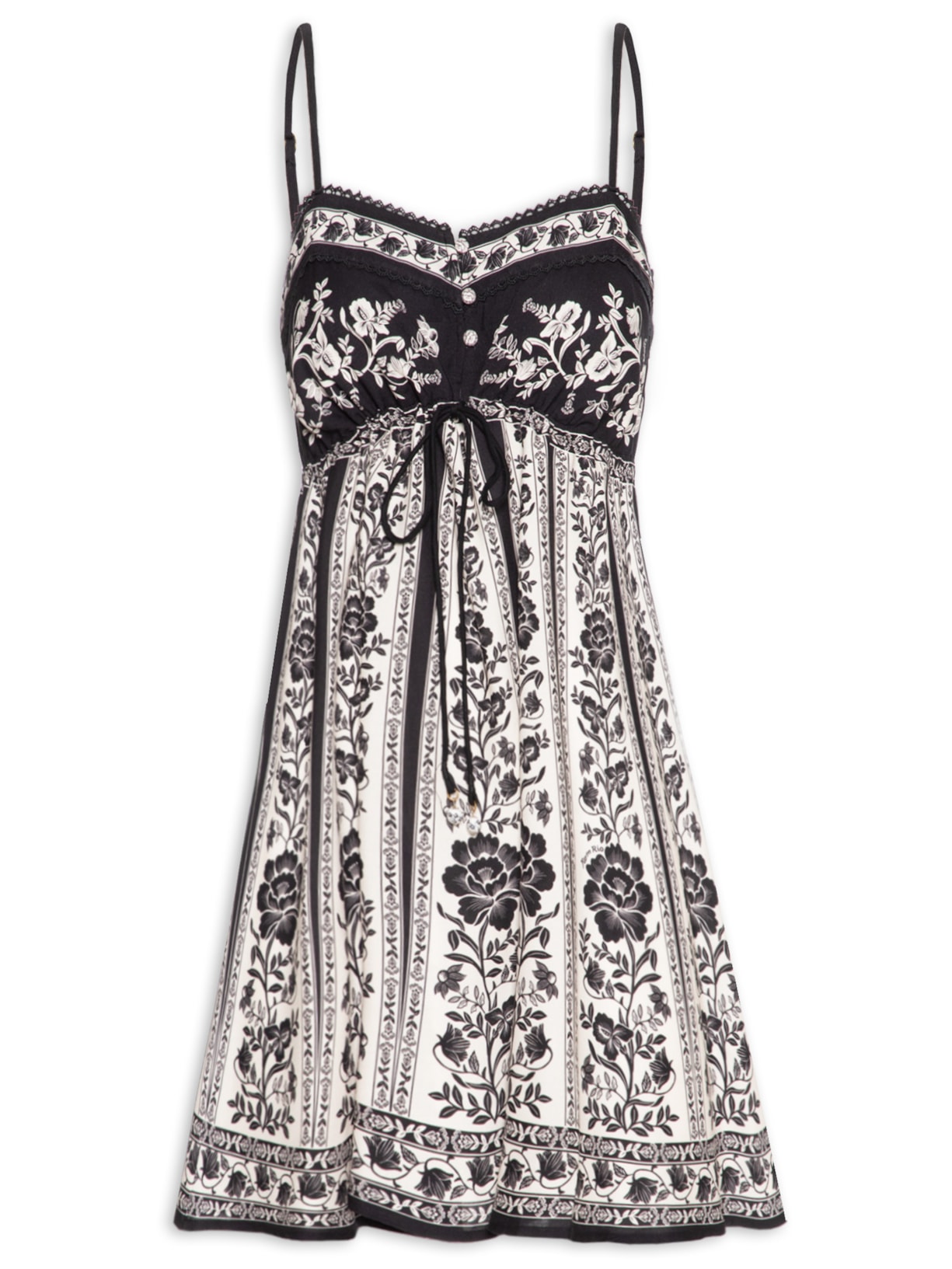 Vestido Curto Floral Delicado - Preto