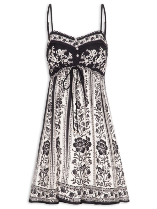 Vestido Curto Floral Delicado - Preto