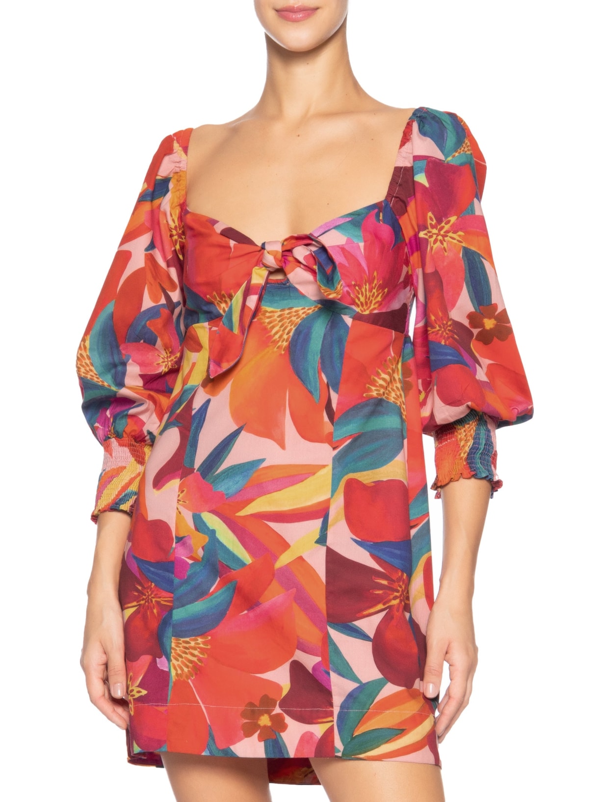 Vestido Curto Floral Erika Rosa Farm