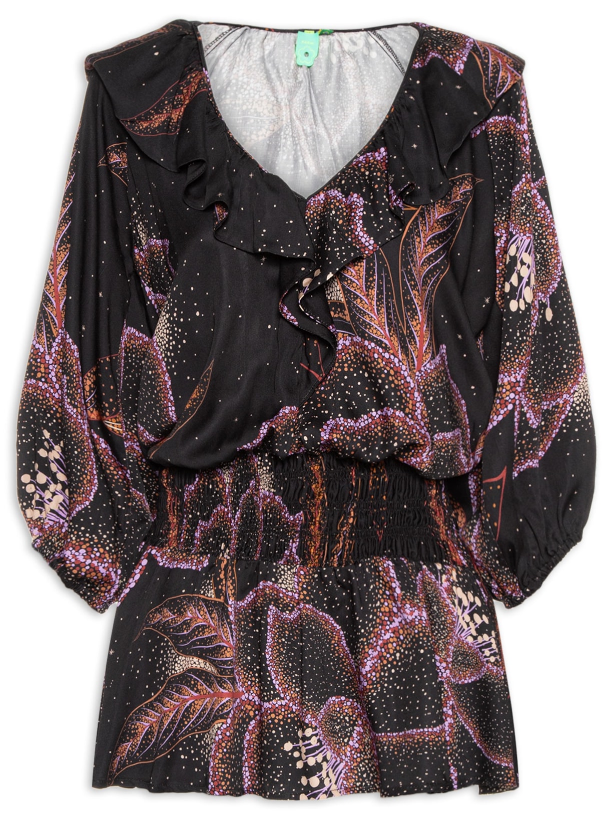 Vestido Curto Floral Estela - Preto