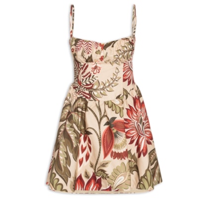 Vestido Curto Floral Ligia - Bege