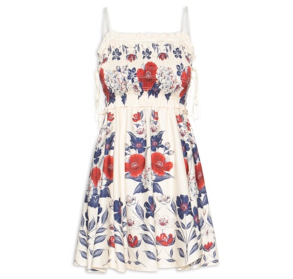 Vestido Curto Floral Lina - Branco