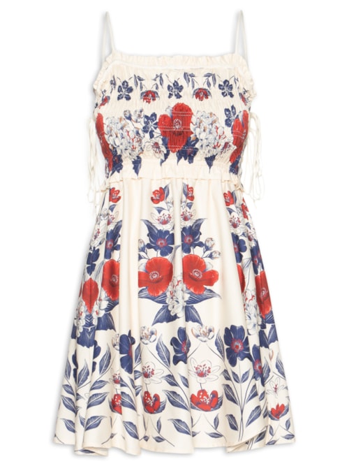Vestido Curto Floral Lina - Branco