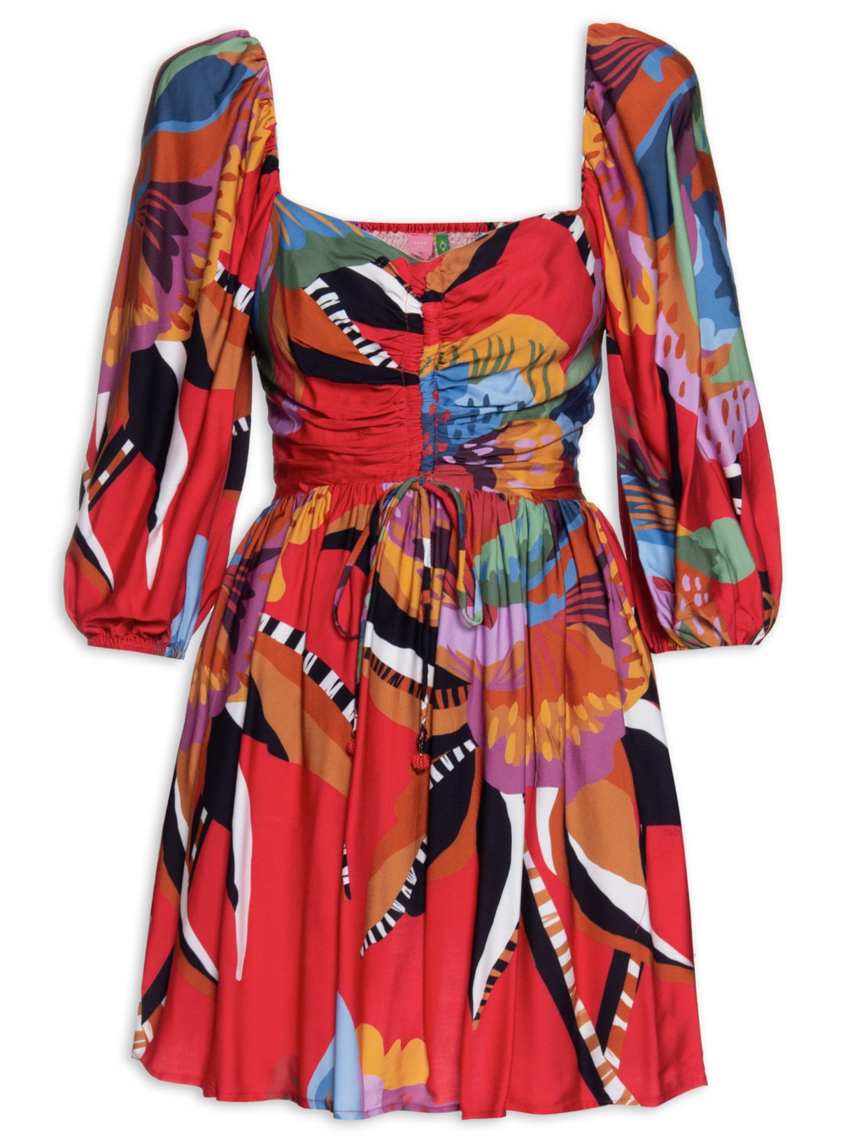 Vestido Curto Floral Lúcia - Vermelho