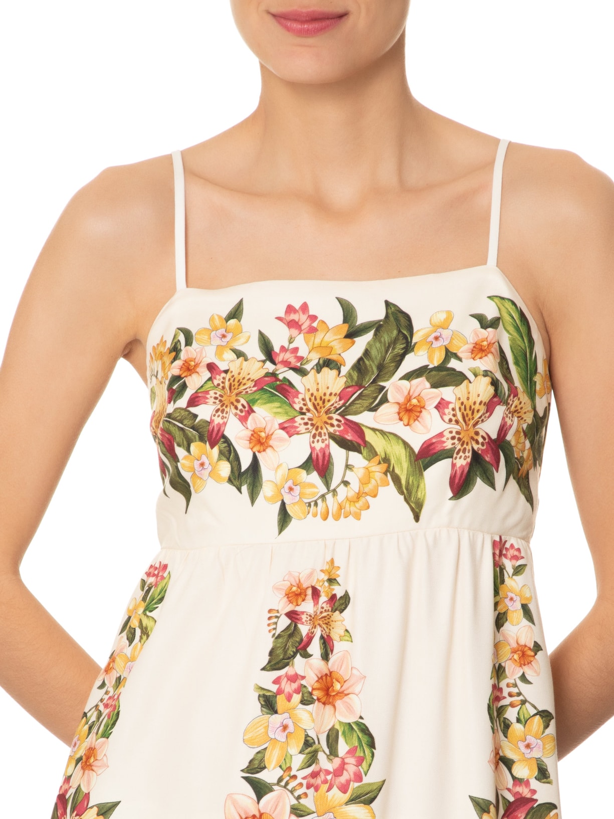 Vestido Curto Floral Mali Off White