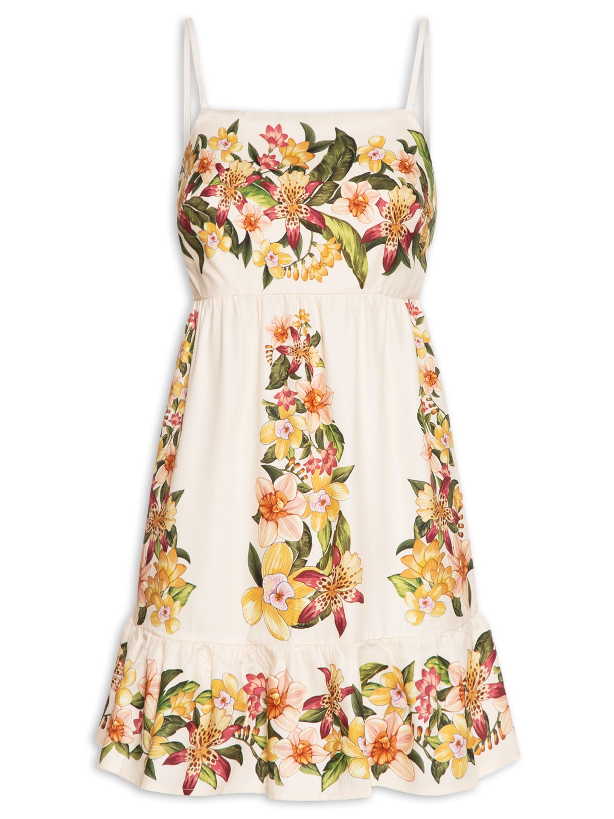 Vestido Curto Floral Mali - Off White