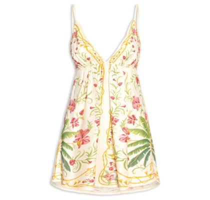 Vestido Curto Floral Nusa - Bege