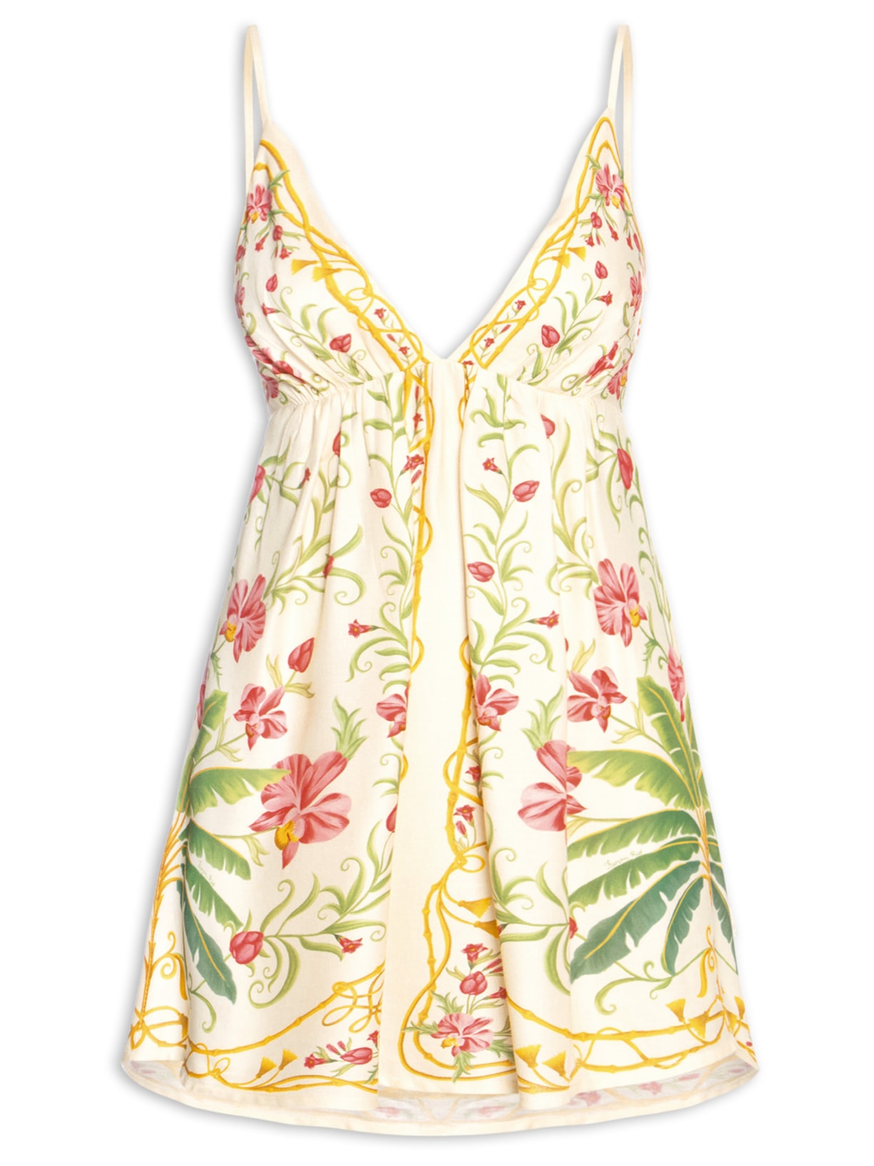 Vestido Curto Floral Nusa - Bege