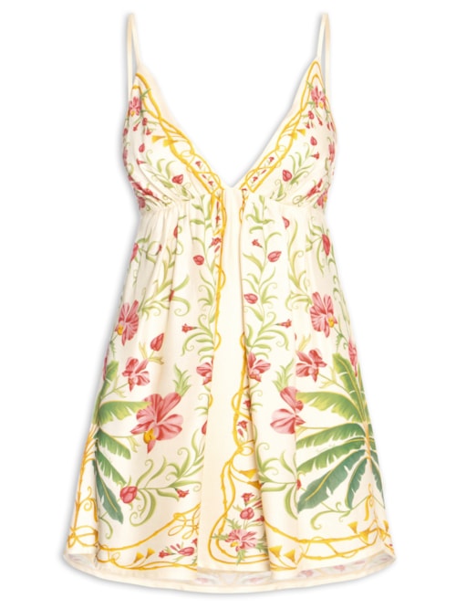Vestido Curto Floral Nusa - Bege