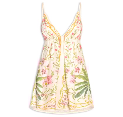 Vestido Curto Floral Nusa - Bege