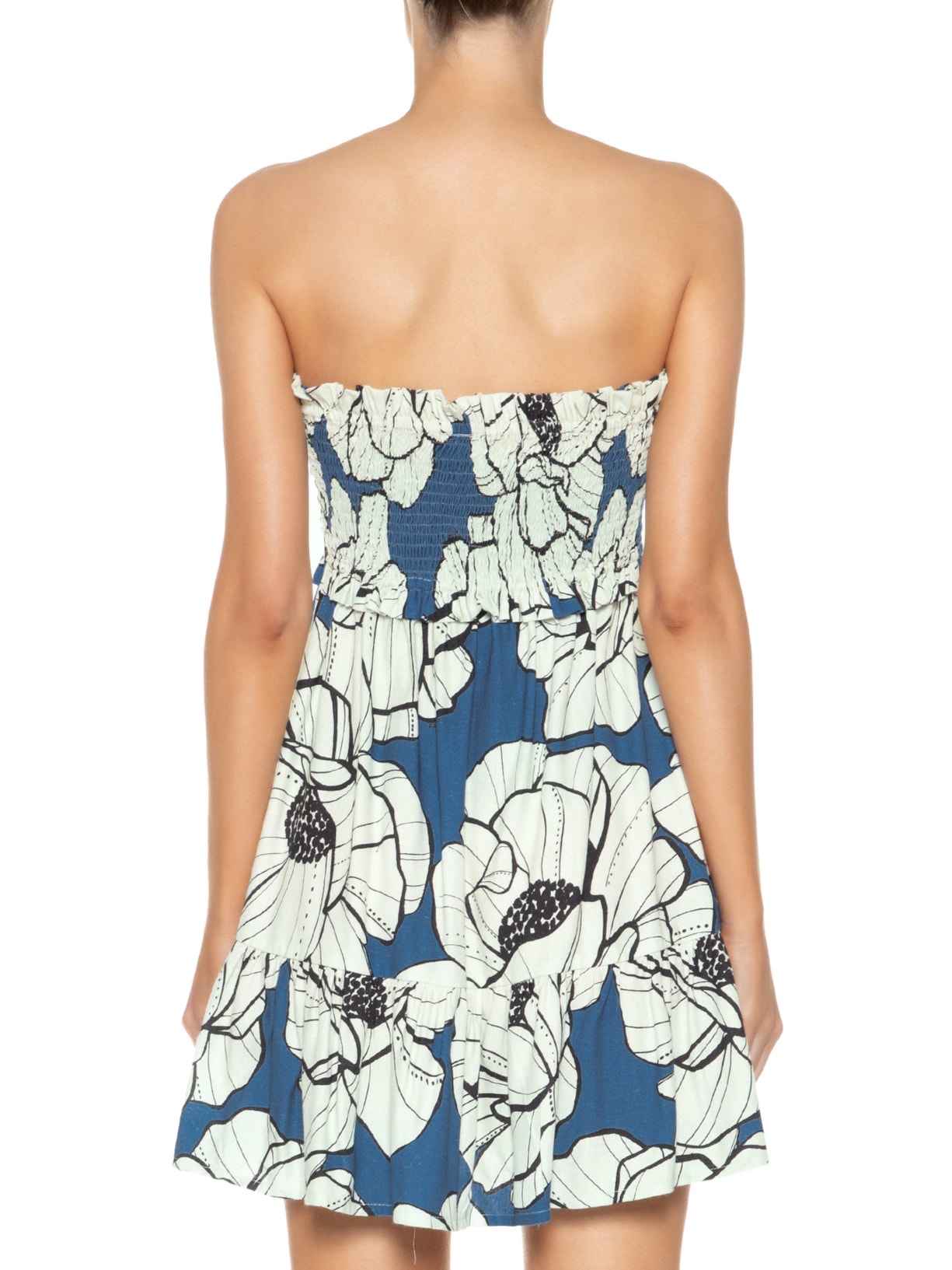 Vestido Curto Floral Paula Azul Farm