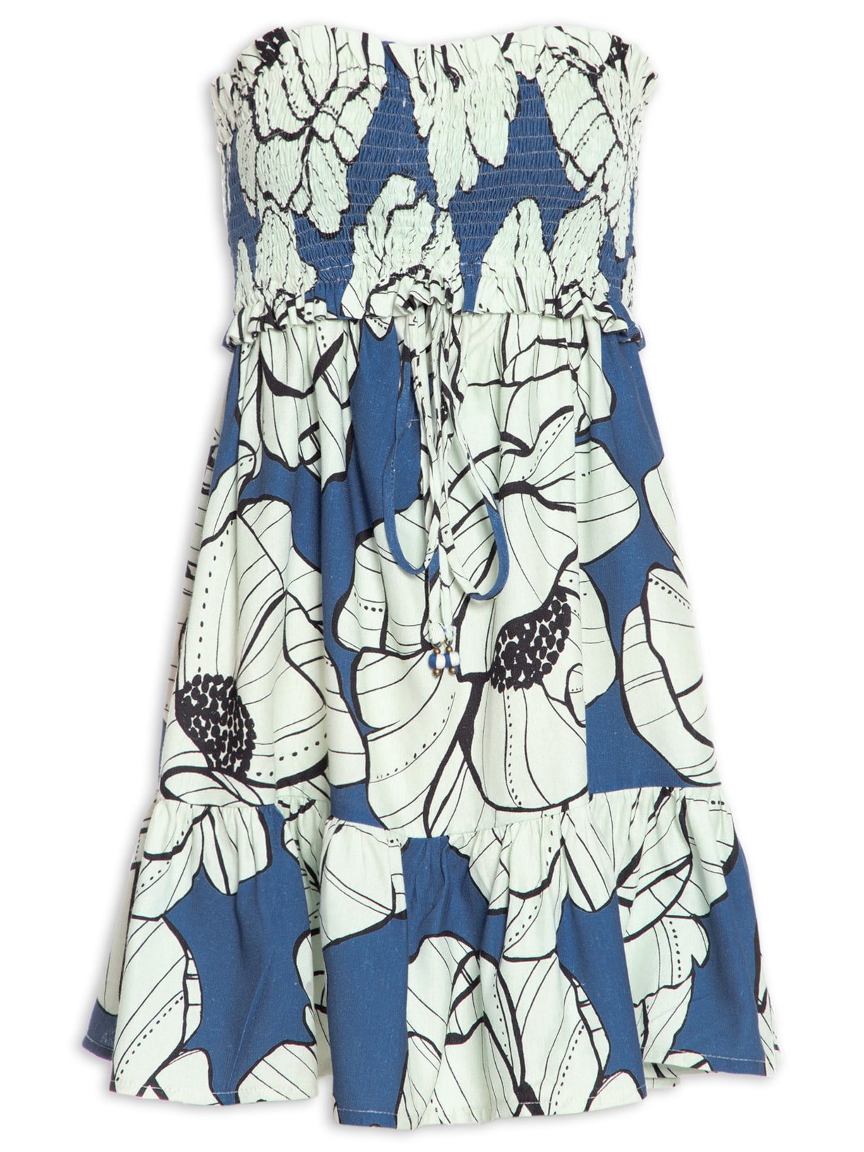 Vestido Curto Floral Paula - Azul