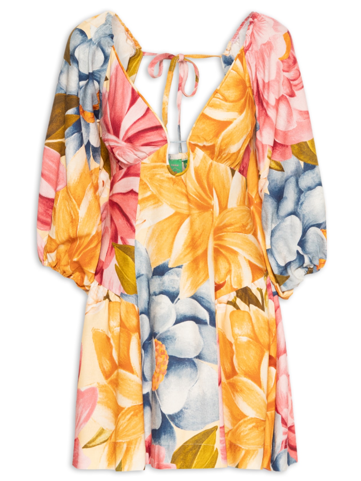 Vestido Curto Floral Rebeca - Amarelo