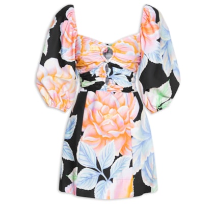 Vestido Curto Floral Sofia - Preto