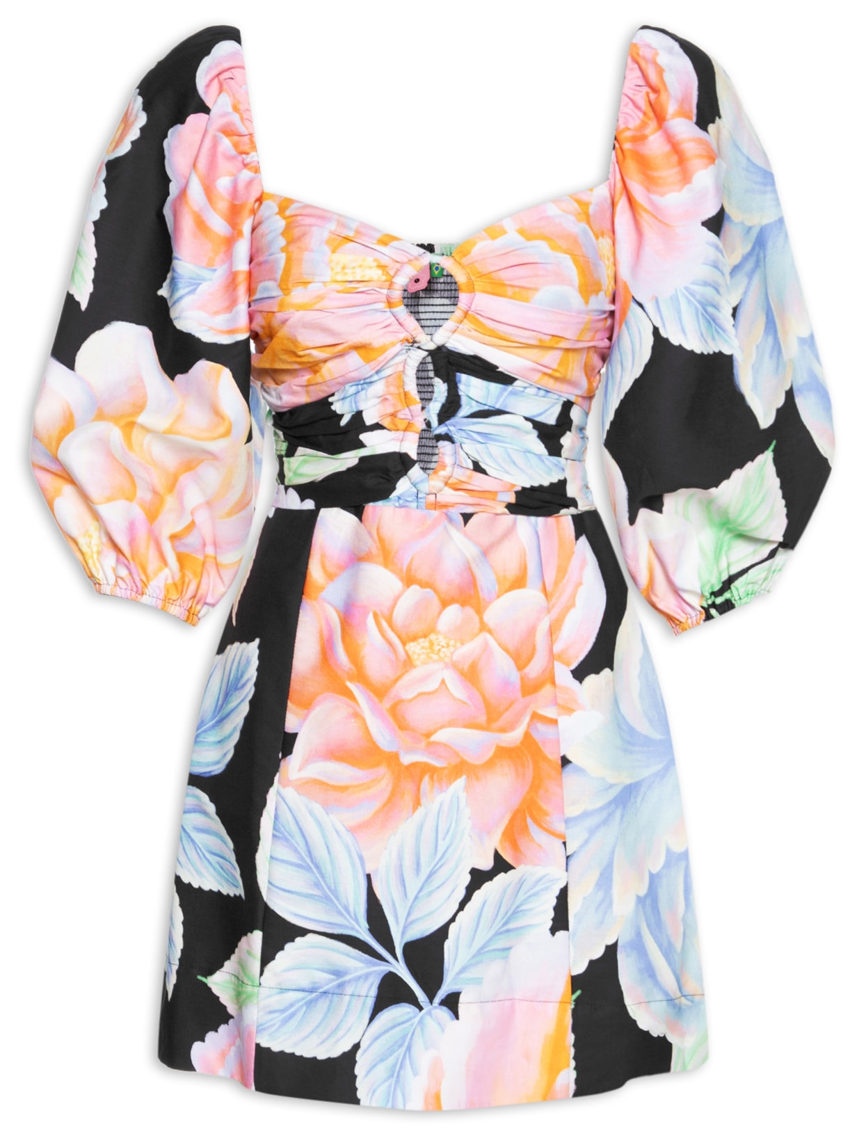 Vestido Curto Floral Sofia - Preto