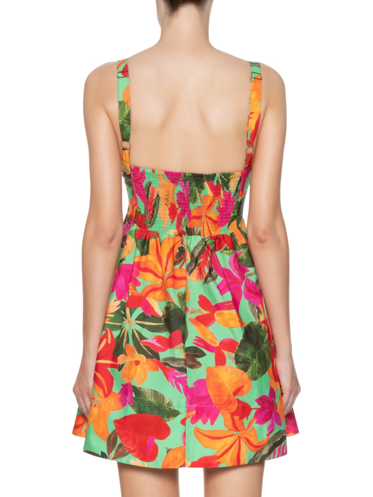 Vestido Curto Floral Tropical Verde Farm