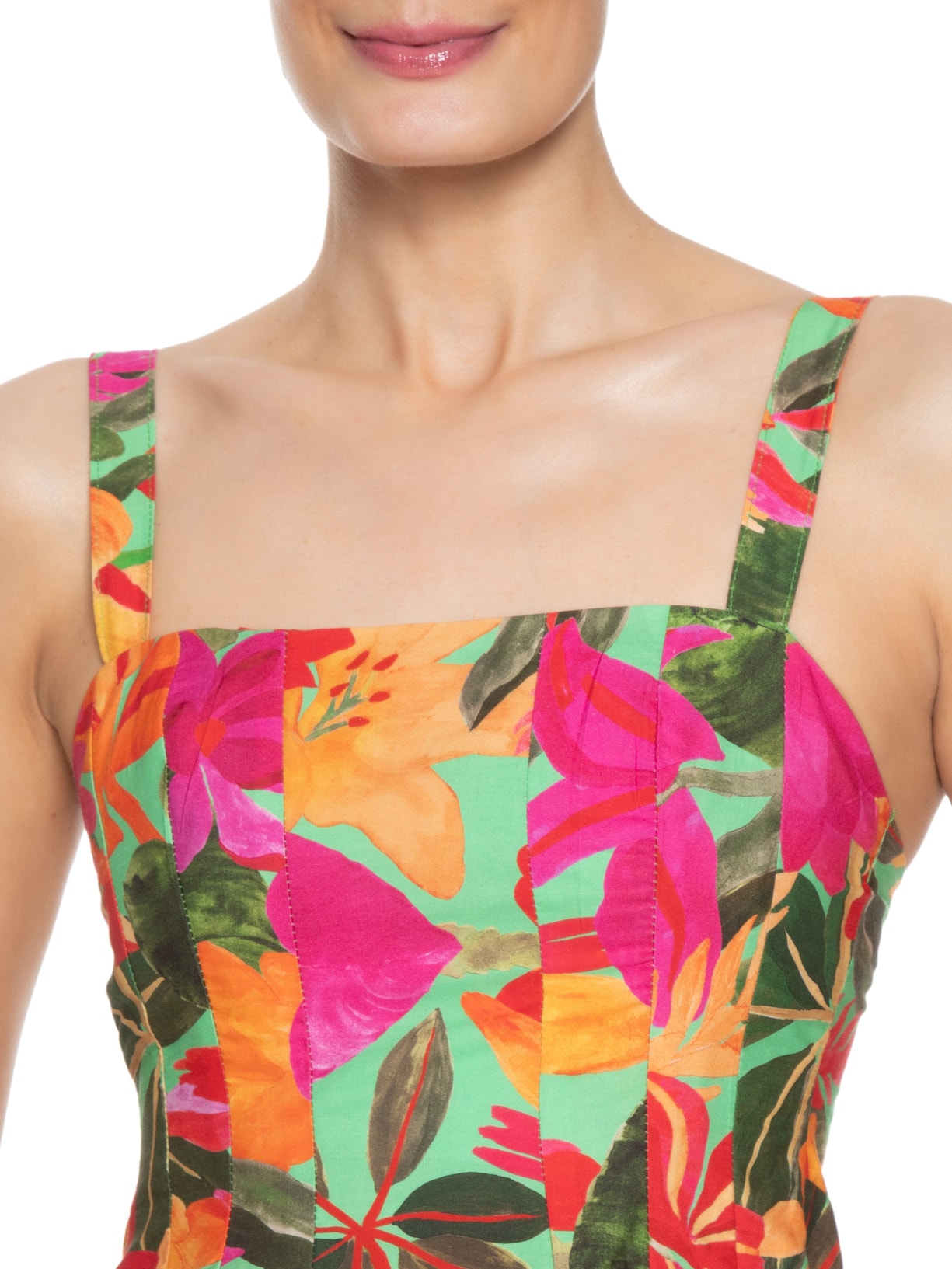 Vestido Curto Floral Tropical Verde Farm