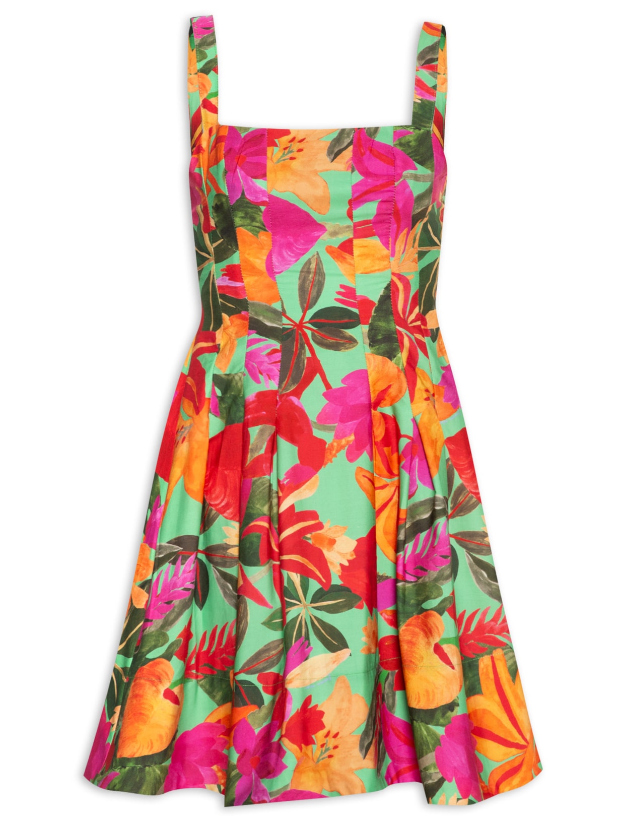 Vestido Curto Floral Tropical - Verde