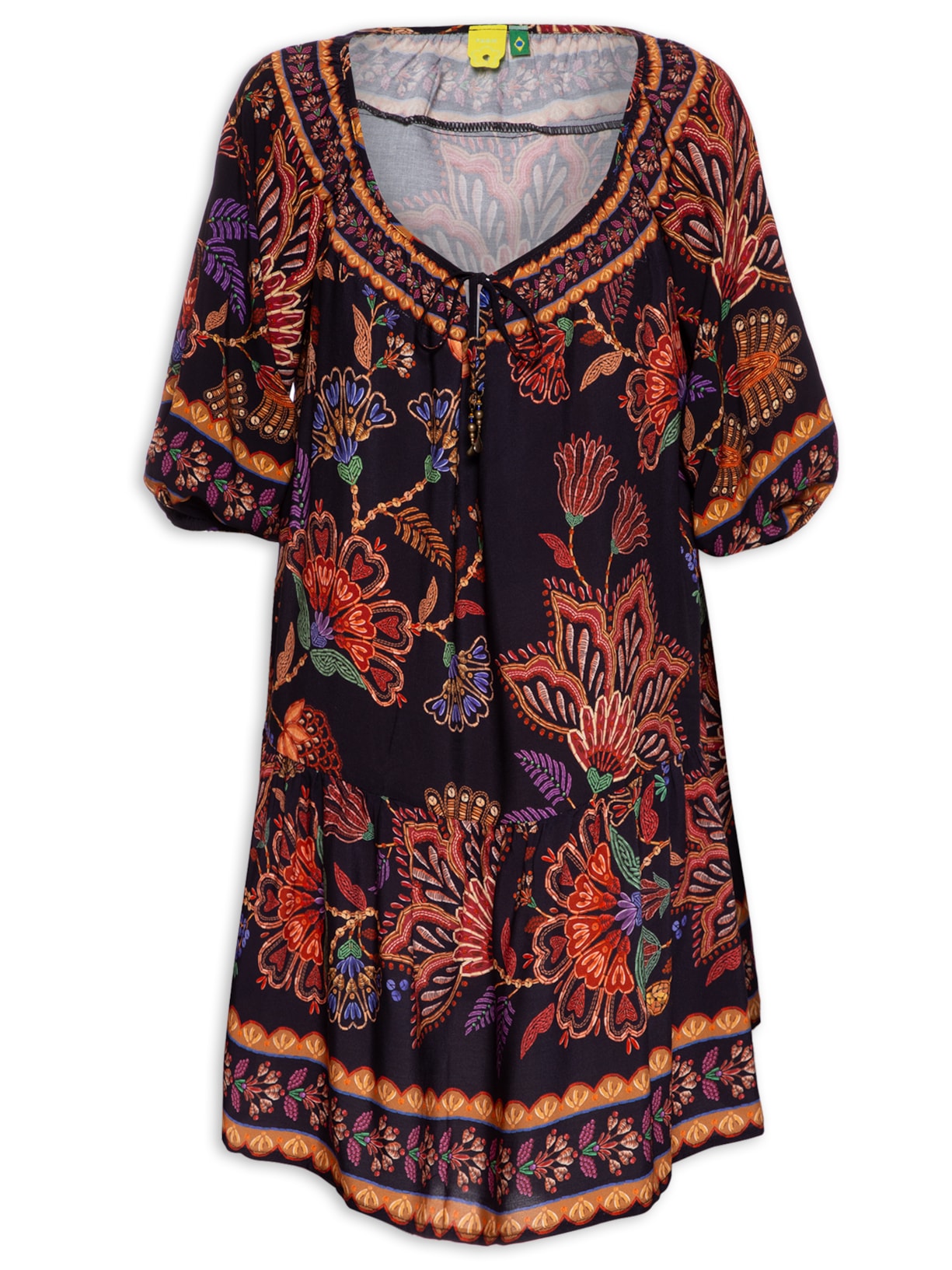 Vestido Curto Floral Valentina - Preto