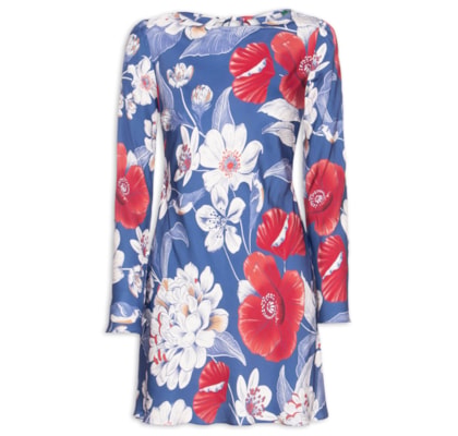 Vestido Curto Floral Vera - Azul