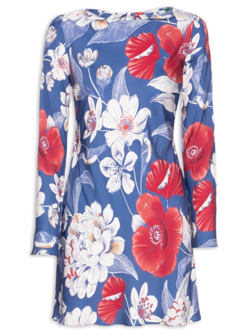 Vestido Curto Floral Vera - Azul