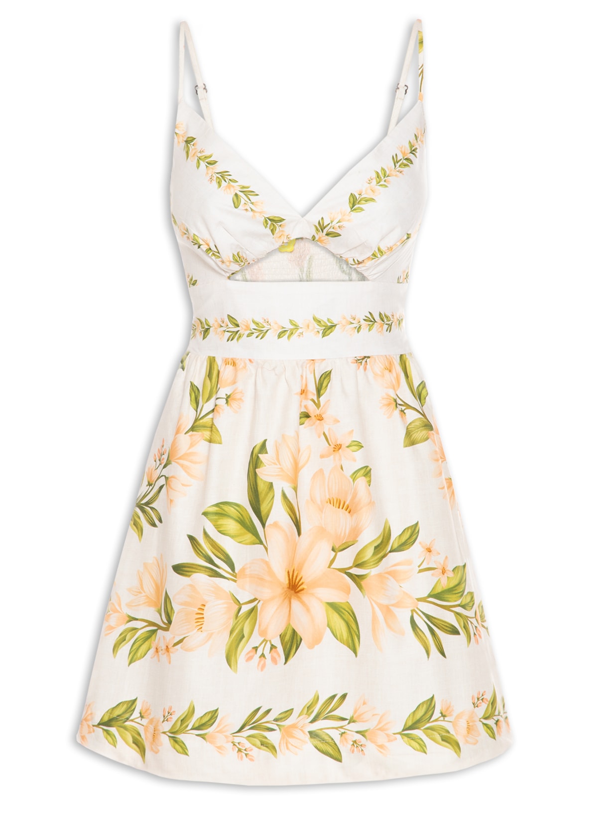 Vestido Curto Florata Off White Farm