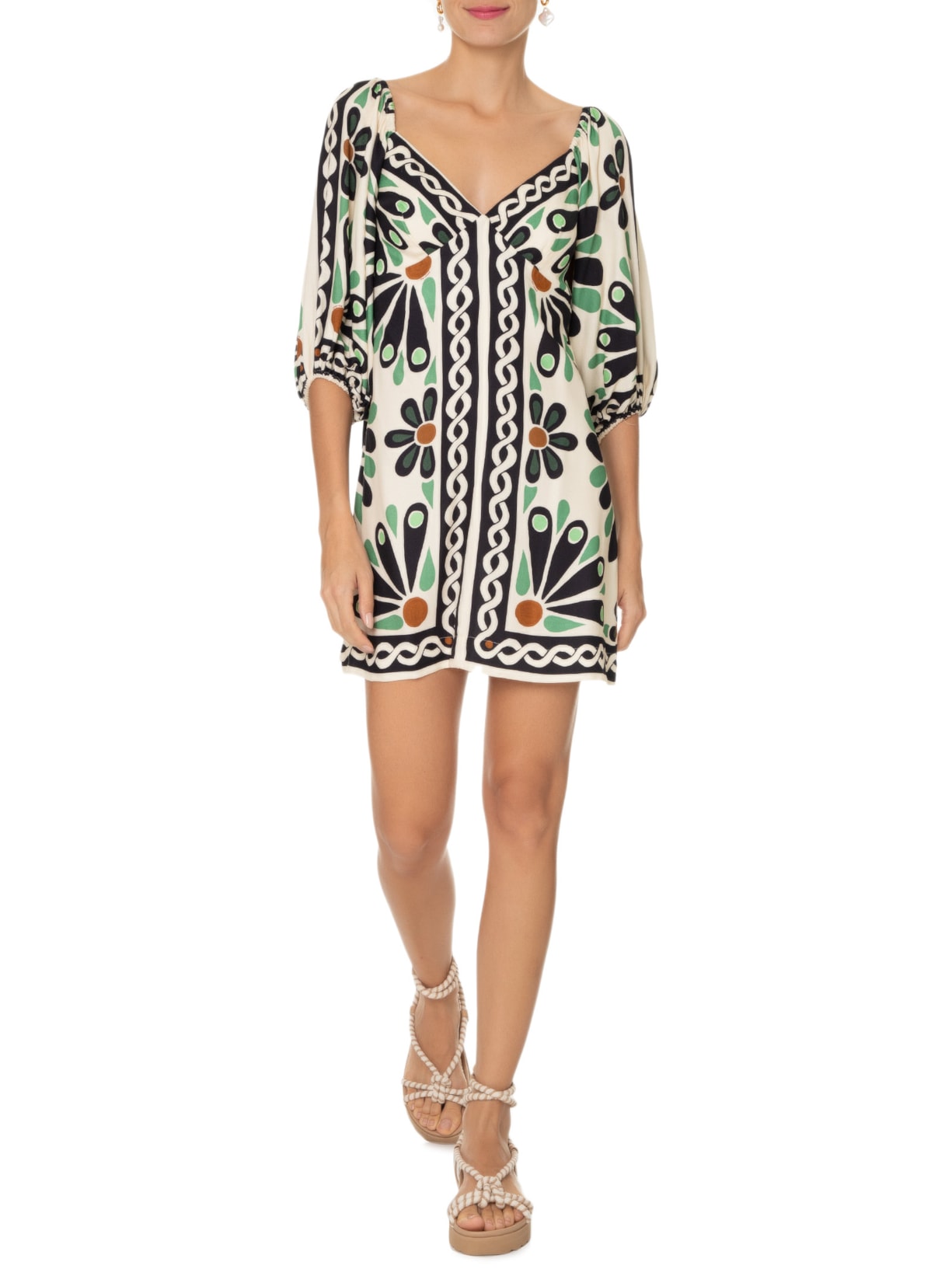 Vestido Curto Florejo Bege Farm